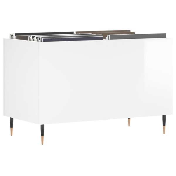 vidaXL Record Cabinet High gloss white Engineered wood, iron Medium