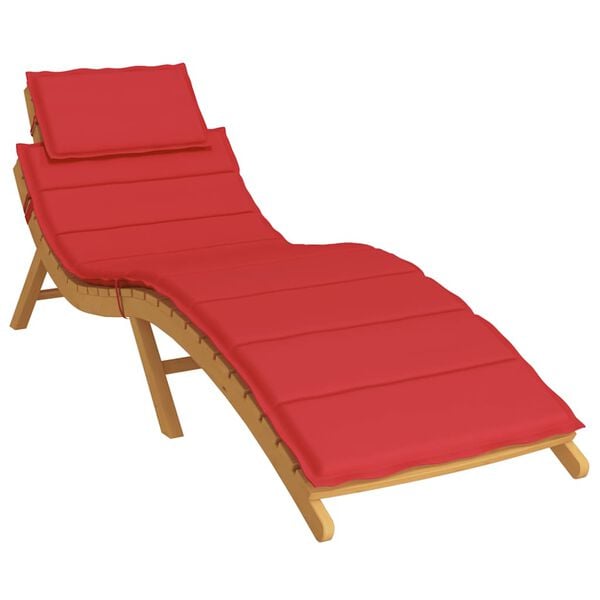 vidaXL Sun Lounger Cushion Red Oxford fabric 73.2 x 22.8 x 1.6 inches