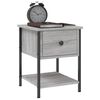 vidaXL Bedside Table Grey Sonoma Engineered Wood, Iron Small Nightstand