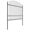 vidaXL Garden Fence with Spear Top Steel 66.9x68.9" Black