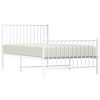 vidaXL Bed Frame White Powder-coated steel Single Bed Frame