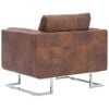 vidaXL Armchairs Brown Faux suede leather, wood, chrome Medium