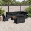 vidaXL Garden Sofa Set Black PE rattan, powder-coated steel, acacia wood