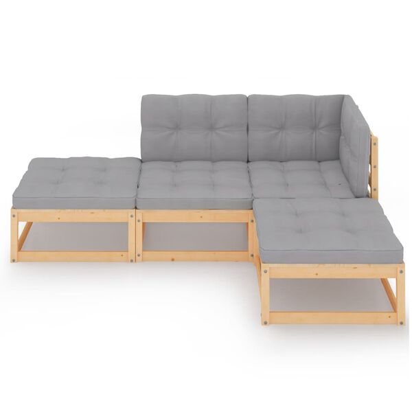 vidaXL Garden Lounge Set Natural wood Solid pine wood, polyester