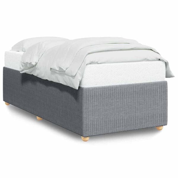 vidaXL Bed Frame Light Gray Polyester, plywood, engineered wood Twin