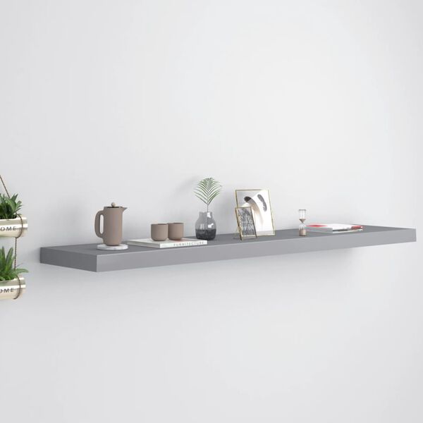 vidaXL Wall Shelf Grey Honeycomb MDF and metal 47.2x9.3x1.5 in