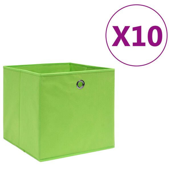 vidaXL Storage Boxes 10 pcs Non-woven Fabric 11"x11"x11" Green