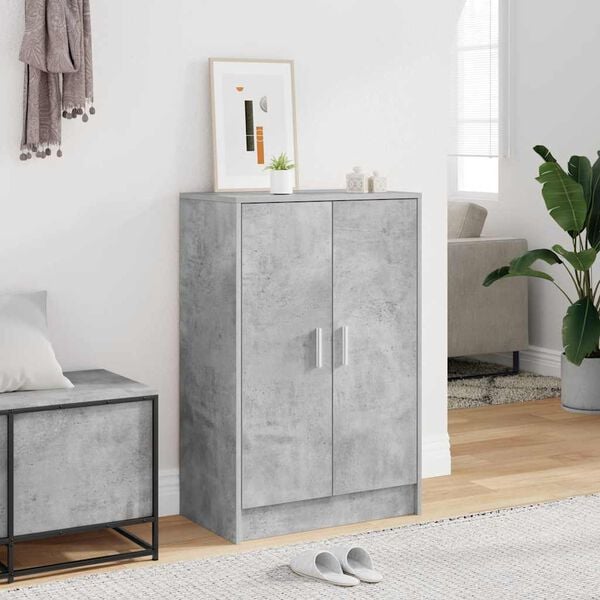 vidaXL Shoe Cabinet Concrete grey Engineered wood Standard Shoe Cabinet