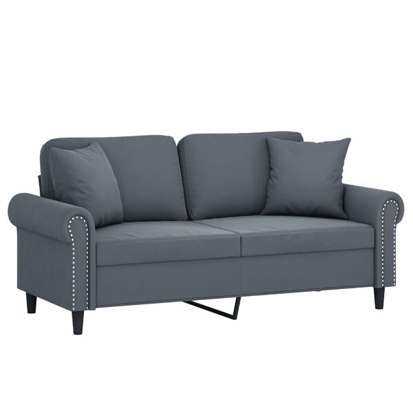 vidaXL 2-seater Sofa Dark grey Velvet (100% polyester), metal, textilene