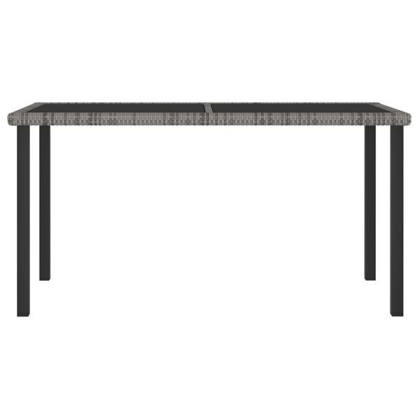 vidaXL Dining Set Grey and Black Poly rattan, Powder-Coated Steel, Glass