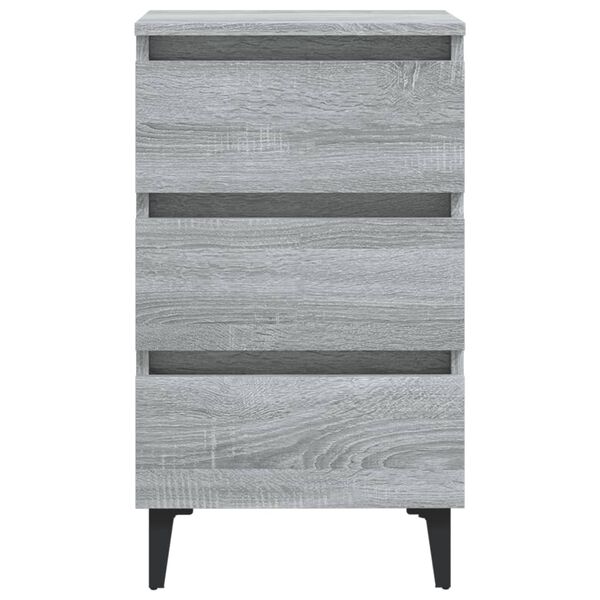 vidaXL Bed Cabinet Set of 2 Grey sonoma Engineered wood, metal Medium