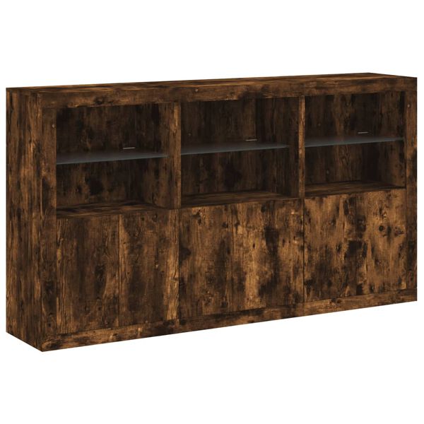 vidaXL Sideboard Smoked oak Engineered wood, glass Large Sideboard