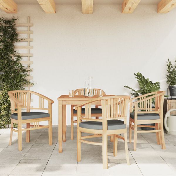 vidaXL Patio Dining Set Set of 4 Dark Gray, Teak