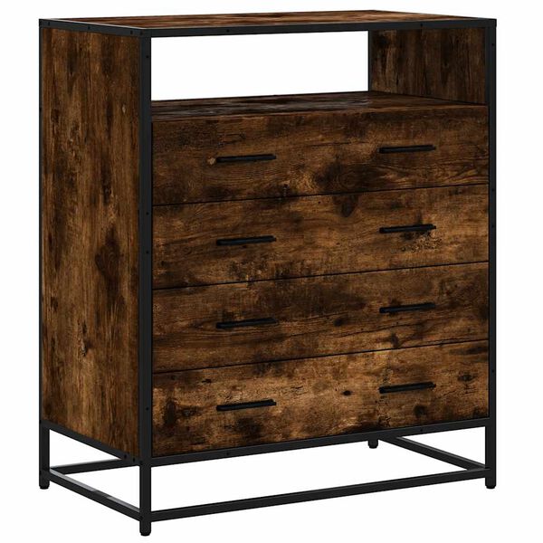 vidaXL Drawer Cabinet Smoked Oak Engineered wood, metal 27.6x16.1x32.9 in