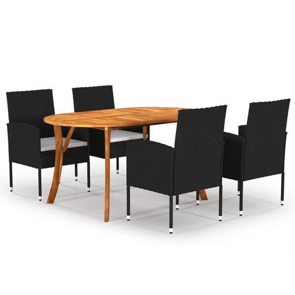 vidaXL Dining Set Black Solid Acacia wood Medium Dining Set