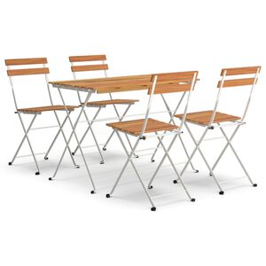 vidaXL Folding Bistro Set Natural wood and black