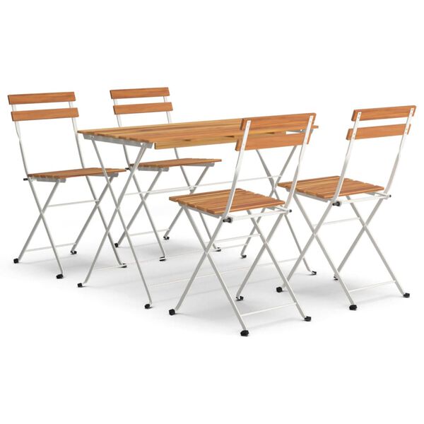 vidaXL Folding Bistro Set Natural wood and black