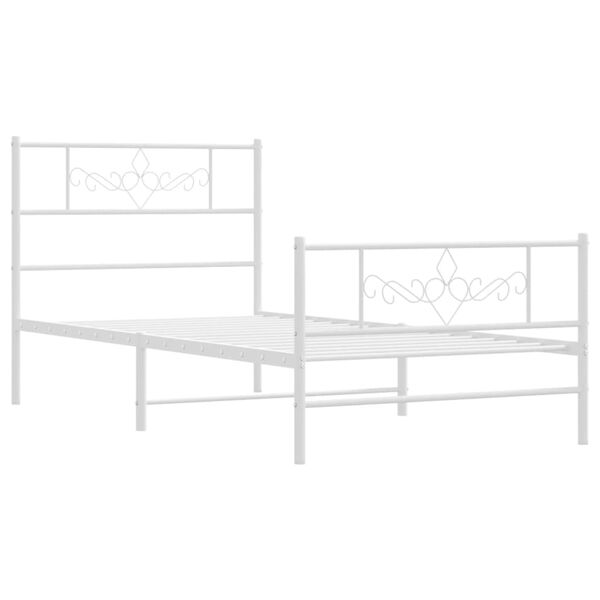 vidaXL Bed Frame White Powder-Coated Steel 35.4x78.7 in Bed Frame