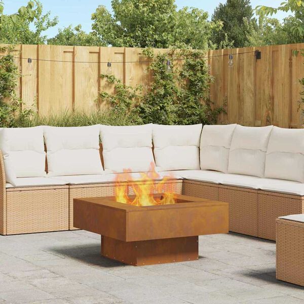 vidaXL Fire Pit Brown 31.50 x 31.50 x 15.75 in Steel