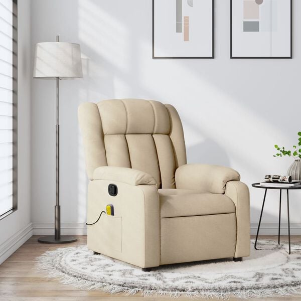 vidaXL Massage Recliner Chair Cream