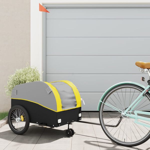 vidaXL Bike Trailer Black and Yellow 99.2 lb Iron