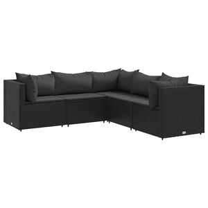 vidaXL Patio Lounge Set Black PE rattan 5 seat corner set
