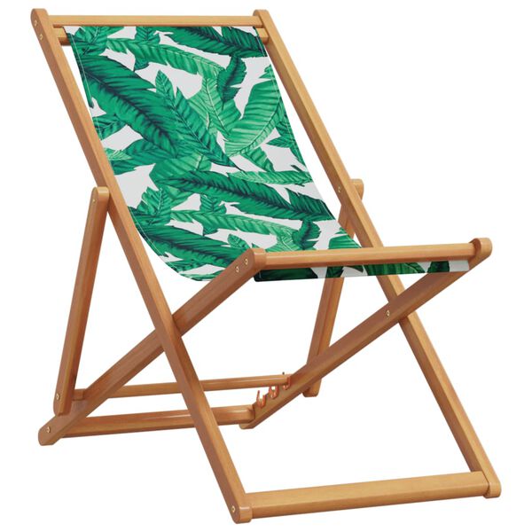 vidaXL Beach Chair Green Solid eucalyptus wood, 100% polyester fabric