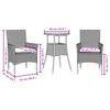 vidaXL 3 Piece Patio Dining Set with Cushions Beige Poly Rattan and Glass