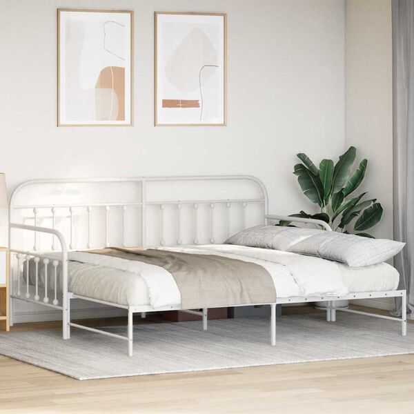 vidaXL Daybed Frame with Headboard White 35.4" x 74.8" Steel