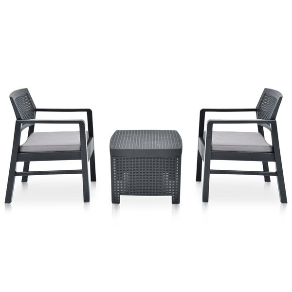 vidaXL 3 Piece Patio Lounge Set Plastic Anthracite