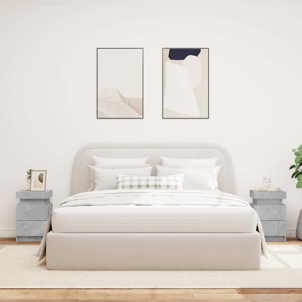 vidaXL Nightstand Set of 2 Concrete Grey Engineered Wood Small