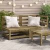 vidaXL Garden Sofa Natural Wood Impregnated Pine Wood 2-seater Modular
