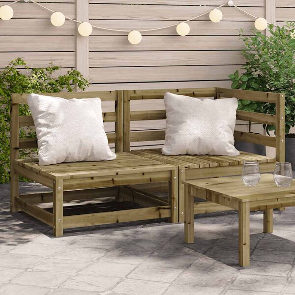 vidaXL Garden Sofa Natural Wood Impregnated Pine Wood 2-seater Modular