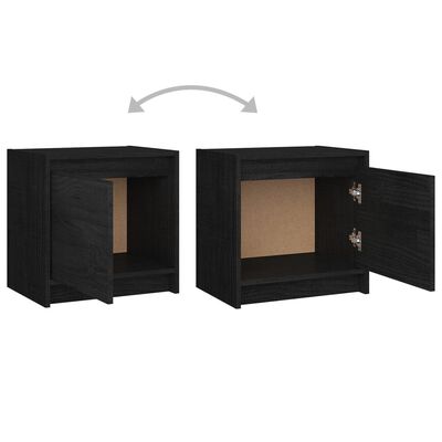 vidaXL Bedside Cabinets 2 pcs Black 15.7"x12"x15.7" Solid Pinewood