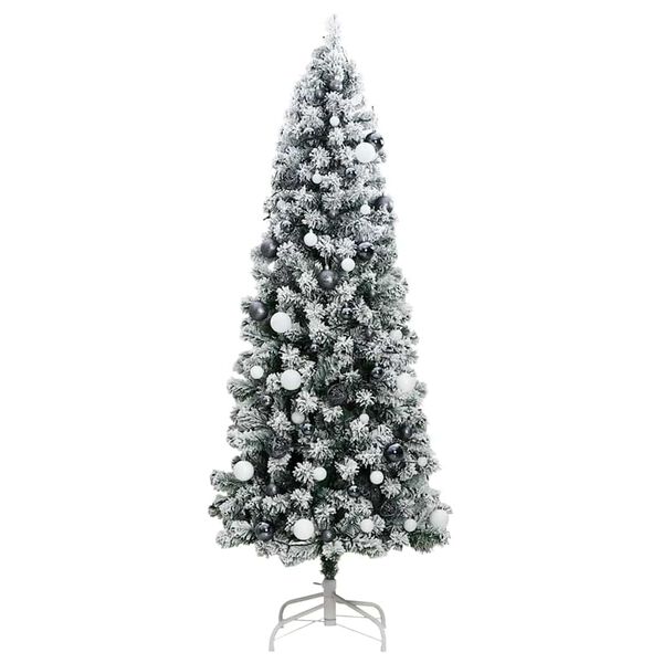 vidaXL Artificial Hinged Christmas Tree Green and white PVC, Iron, Plastic