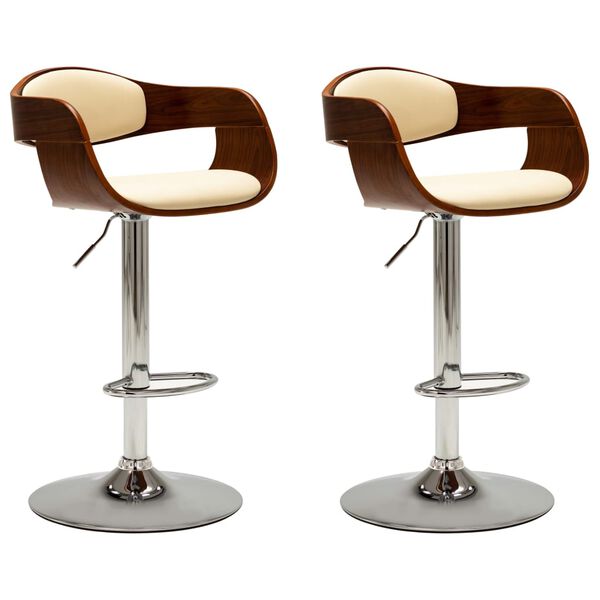 vidaXL Bar Chair Set of 2 Cream and brown