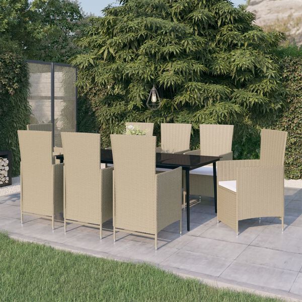 vidaXL Garden Dining Set Beige and Black