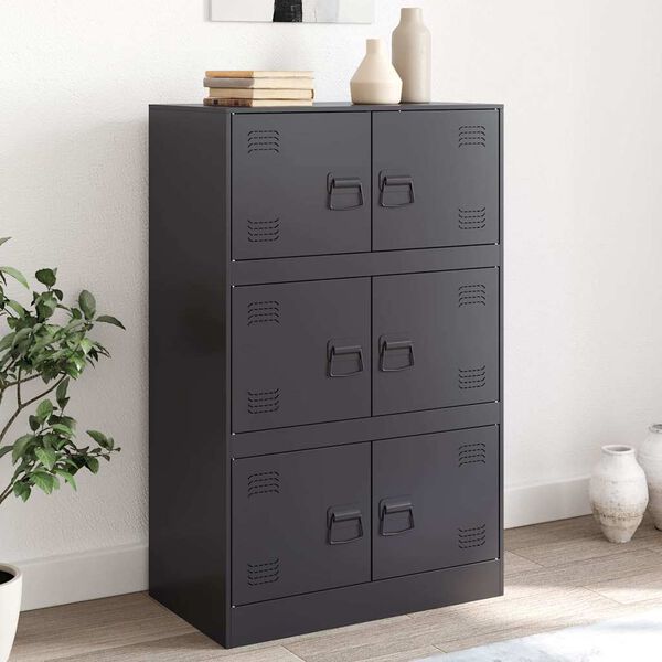 vidaXL Sideboard Black Cold-rolled steel Medium Storage Sideboard