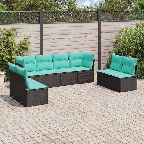 vidaXL Garden Sofa Set Black, Blue