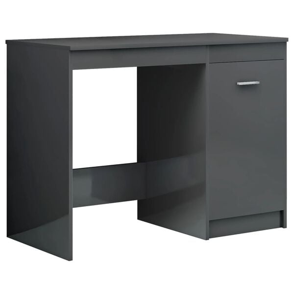 vidaXL Desk High gloss grey Engineered wood 39.4x19.7x29.9 in