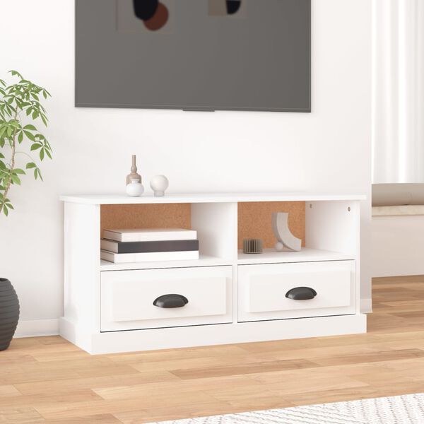 vidaXL TV Cabinet White Engineered Wood Medium TV Cabinet Rectangular