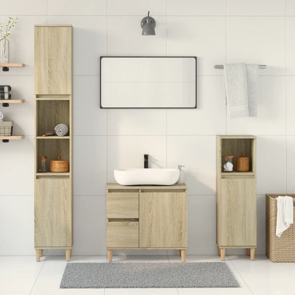 vidaXL Bathroom Furniture Set Sonoma Oak Engineered Wood Large