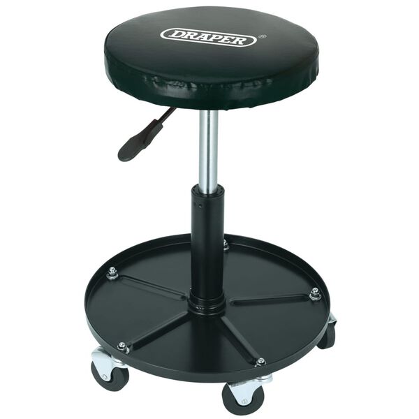Draper Tools Work Stool Black Vinyl foam Adjustable Swivel