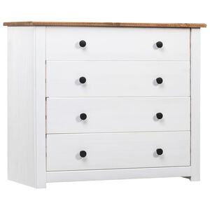 vidaXL Side Cabinet White and wood Solid pinewood Medium Side Cabinet