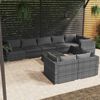 vidaXL Garden Lounge Set Grey PE rattan, powder-coated steel, plastic, glass