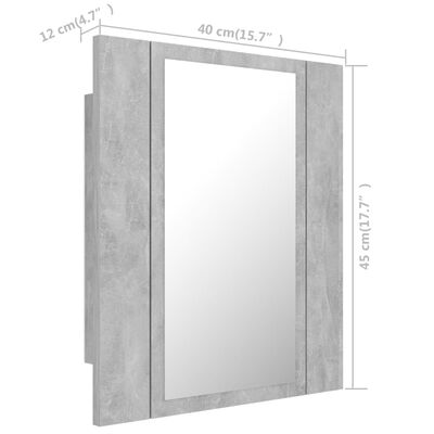 vidaXL LED Bathroom Mirror Cabinet Concrete Gray 15.7"x4.7"x17.7" Acrylic