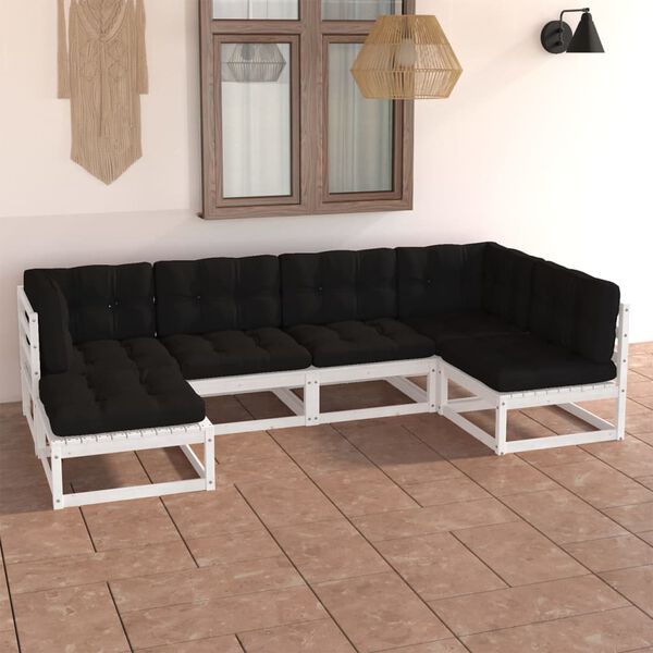 vidaXL Garden Lounge Set White Solid pinewood, fabric (100% polyester)