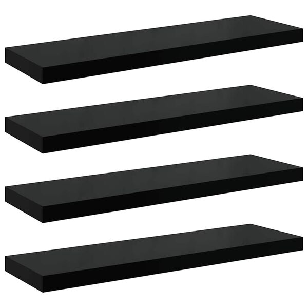 vidaXL Wall Shelf Set of 4 High gloss black Honeycomb MDF, Metal