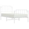 vidaXL Bed Frame White Powder-Coated Steel Twin Durable Bed Frame