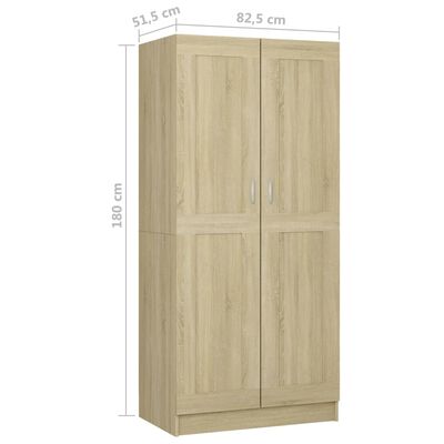 vidaXL Wardrobe Sonoma Oak 32.5"x20.3"x70.9" Engineered Wood